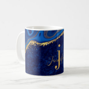 Gold and Blue Agate Modern Elegant Marble Custom  Coffee Mug