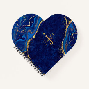 Gold and Blue Agate Modern Elegant Marble Custom  Notebook