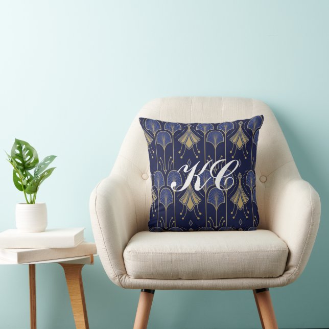 Gold And Blue Art Deco Cushion (Chair)