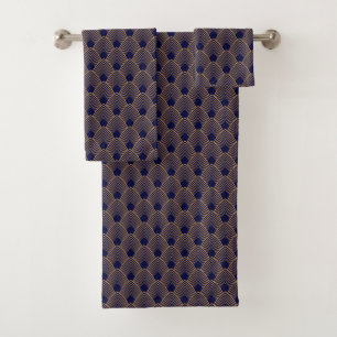 Gold and Blue Art Deco Pattern Bath  Bath Towel Set