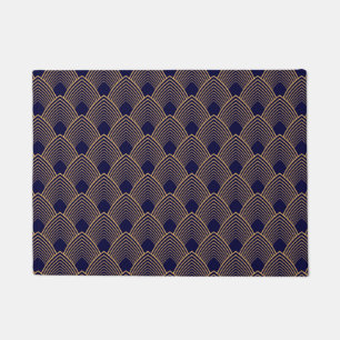 Gold and Blue Art Deco Pattern Doormat