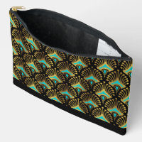 Gold and Blue Art Deco Pattern Monogram Duffle Ba