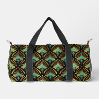 Gold and Blue Art Deco Pattern Monogram
