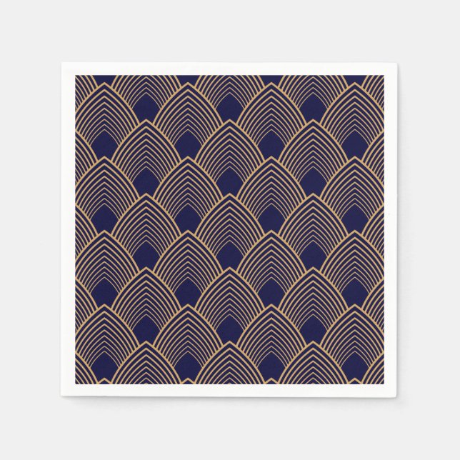 Gold and Blue Art Deco Pattern Napkin (Front)