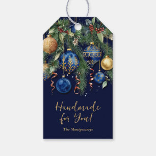 Gold and Blue Christmas Ornaments Handmade for You Gift Tags