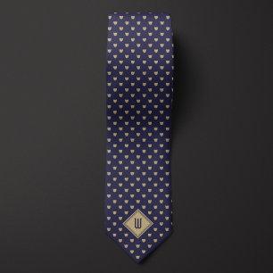 Gold and Blue Classy Cat Monogram Tie