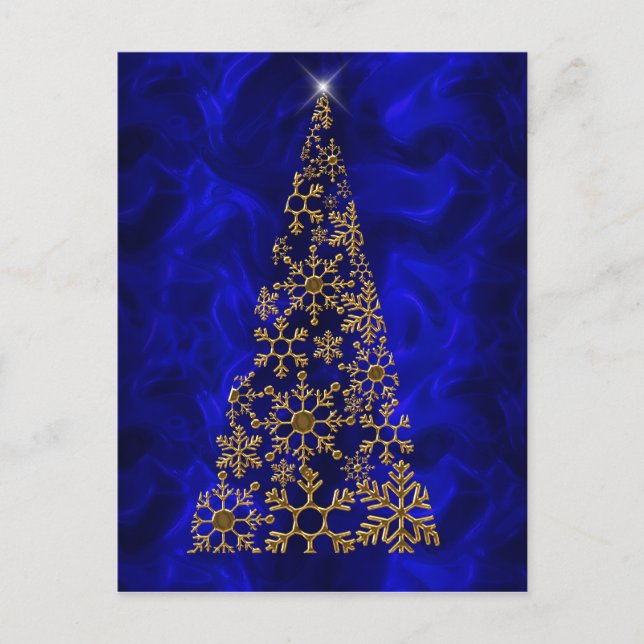 Gold and Blue Contemporary Christmas Holiday Postcard (Front)