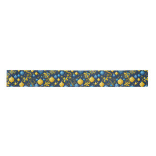 Gold and Blue Decorative Christmas Decorations Satin Ribbon