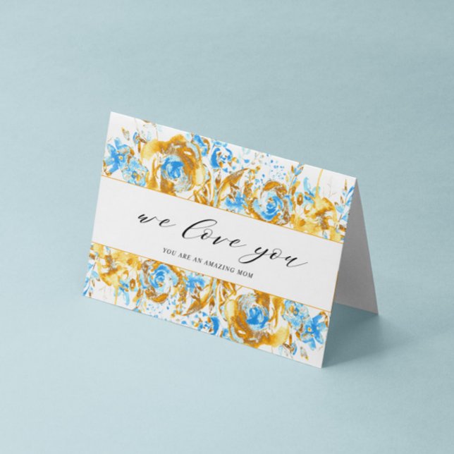 Gold And Blue Floral Mother's Day Card (Creator Uploaded)