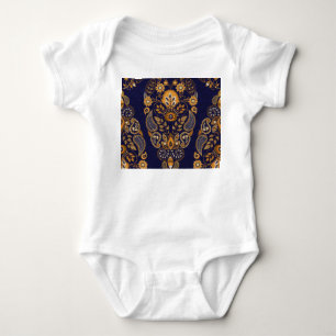 Gold and blue, floral seamless pattern. baby bodysuit