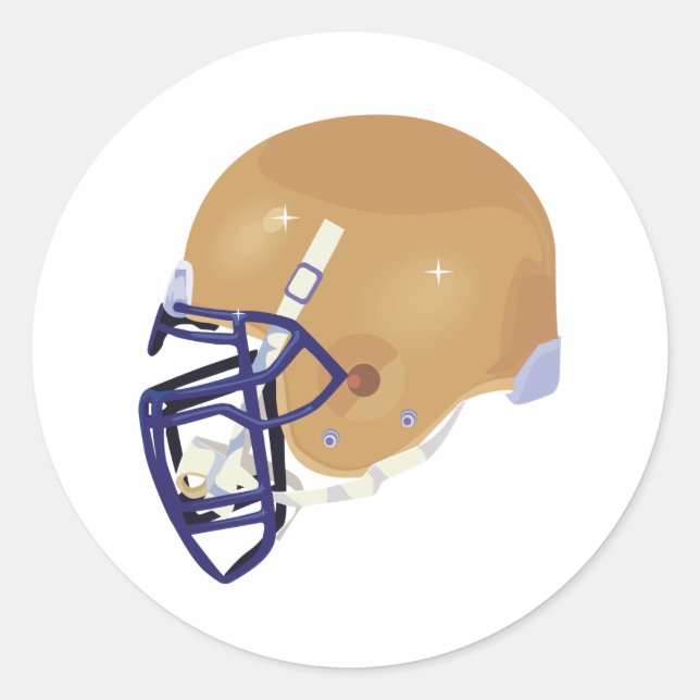 gold and blue football helmet vector graphic classic round sticker (Front)