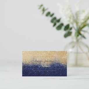 Gold and Blue Glitter Ombre Luxury Design Business Card
