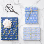Gold And Blue Hanukkah Holiday Pattern Wrapping Paper Sheet<br><div class="desc">Holiday Hanukkah pattern</div>