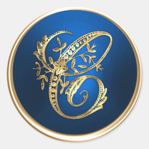Gold and Blue Monogram C Envelope Seal