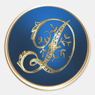 Gold and Blue Monogram D Envelope Seal