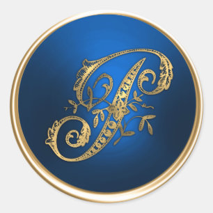 Gold and Blue Monogram P Envelope Seal