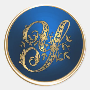 Gold and Blue Monogram Y Envelope Seal