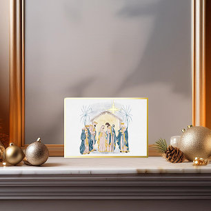 Gold and blue nativity Christmas