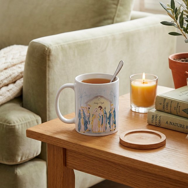 Gold and blue nativity holiday  coffee mug (Creator Uploaded)
