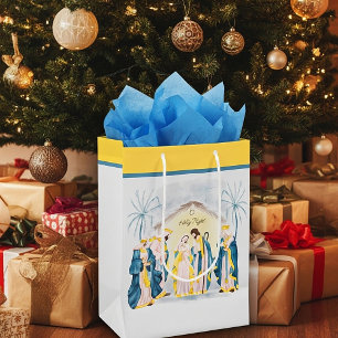 Gold and blue nativity "O Holy night" Gift Bag