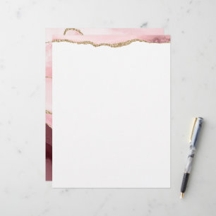gold and blush agate custom letterhead