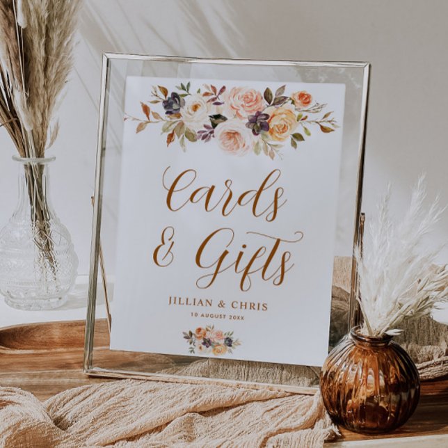 gold and blush fall floral cards and gifts sign (Creator Uploaded)
