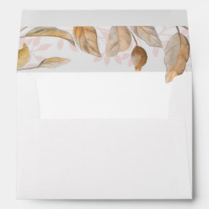 Gold and Blush Floral Bohemian Watercolors Wedding Envelope