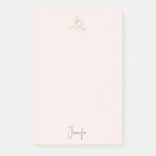 Gold and Blush Women's Floral Post-it Notes