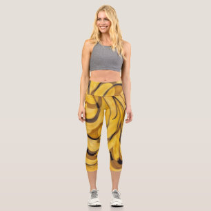Gold and Brown Capri Yoga Leggings