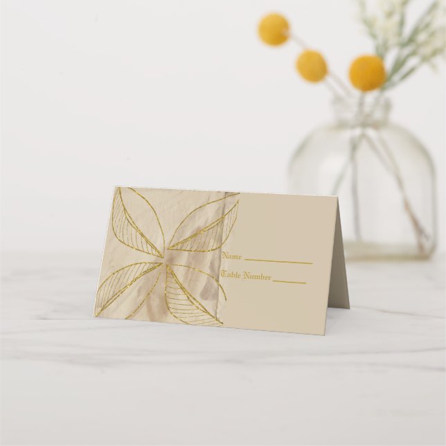 Gold and Brown Crinkled Paper Name Card (Front)