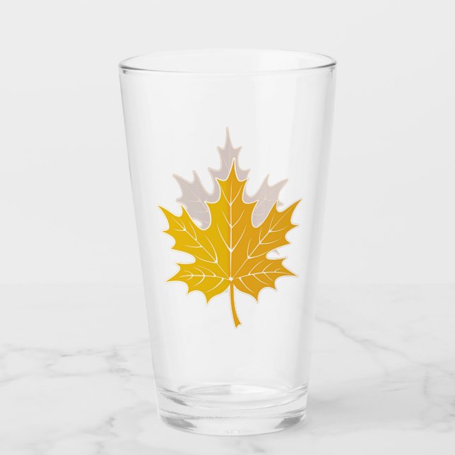 Gold and Brown Maple Leaves Glass (Front)