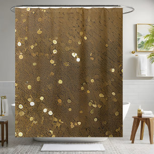 Gold and Brown Sequin Shower Curtain Luxury Decor