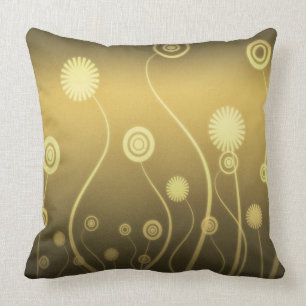 Gold and Brown Swirl Flowers Cushion