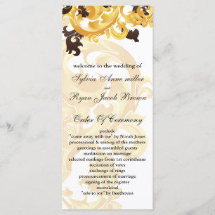 "gold and brown" Wedding program Programme