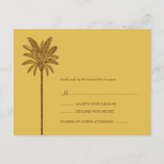 Gold and Brown Wedding RSVP Cards Beach Theme