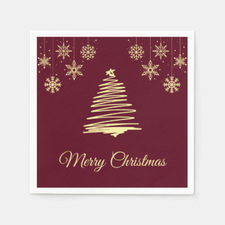 Gold and Burgandy Merry Christmas Napkins