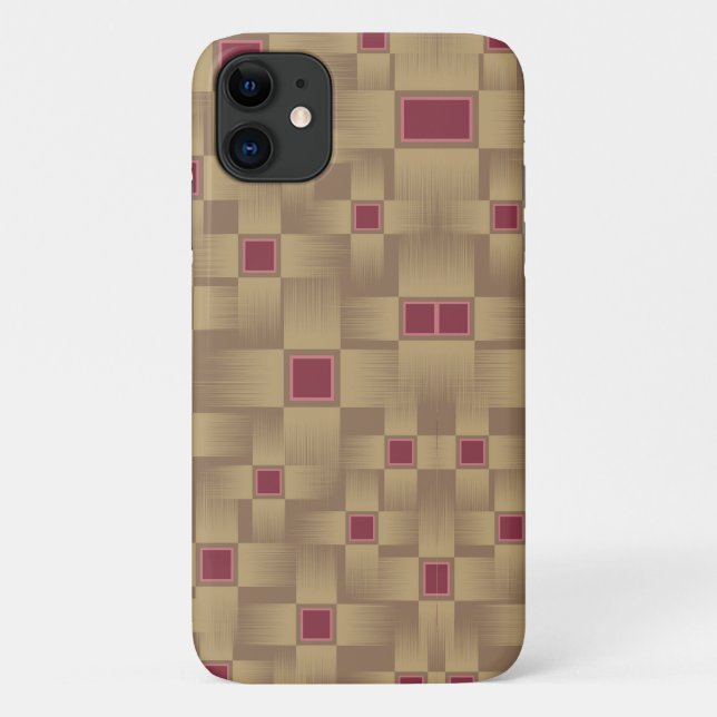Gold and Burgundy Abstract Geometric Weave Case-Mate iPhone Case (Back)