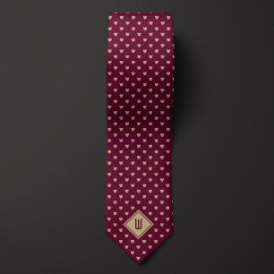 Gold and Burgundy Classy Cat Monogram Tie