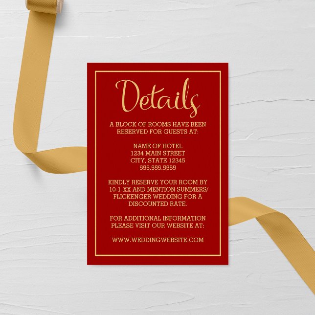 Gold and Burgundy Plaid Wedding Enclosure Card (Creator Uploaded)