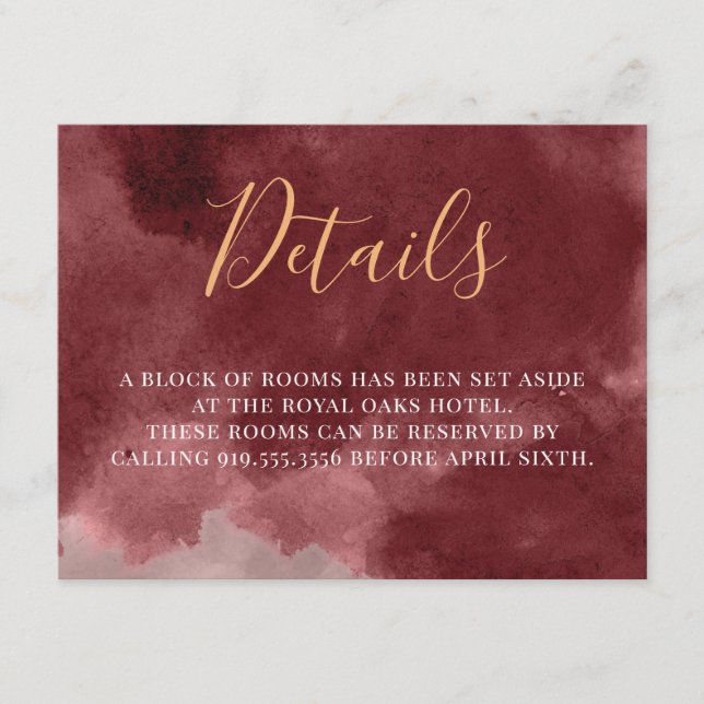 Gold and Burgundy Watercolor Enclosure Card (Front)