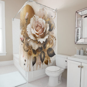 Gold and Cashmere Rose Shower Curtain