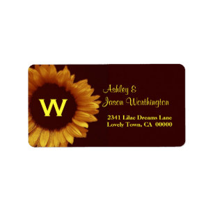 Gold and Chocolate Sunflower Wedding Address Label