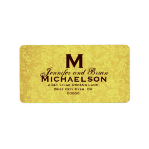 Gold and Chocolate Vintage Wedding Custom Monogram Label