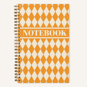 Gold and Cream Diamond Argyle Pattern Notebook