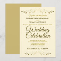 Gold and Cream Elegant Filigree Simple Wedding