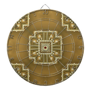 Gold and Cream Geometric Pattern Dartboard