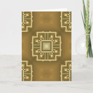 Gold and Cream Geometric Pattern Holiday Card
