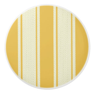 Gold and cream ticking stripes ceramic knob