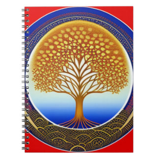 Gold and Cyan Tree of Life Notebook
