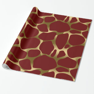 Gold And Dar-red Abstract Leopard Pattern Wrapping Paper